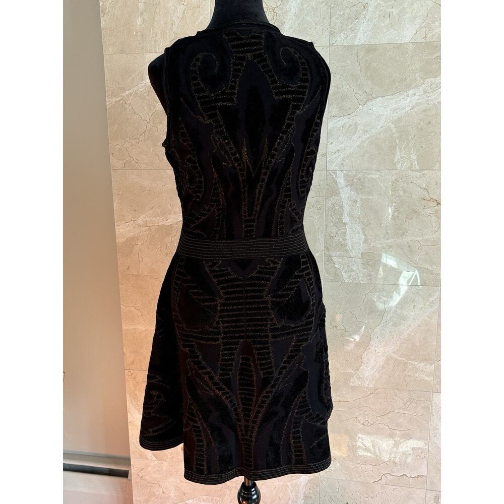Sandro Paris Black Sleeveless Metallic Knit Mini Dress - L Textured Knit Office - Picture 7 of 9